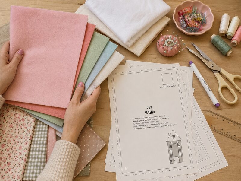 Beautiful fabric and sewing pattern laid out ready to start