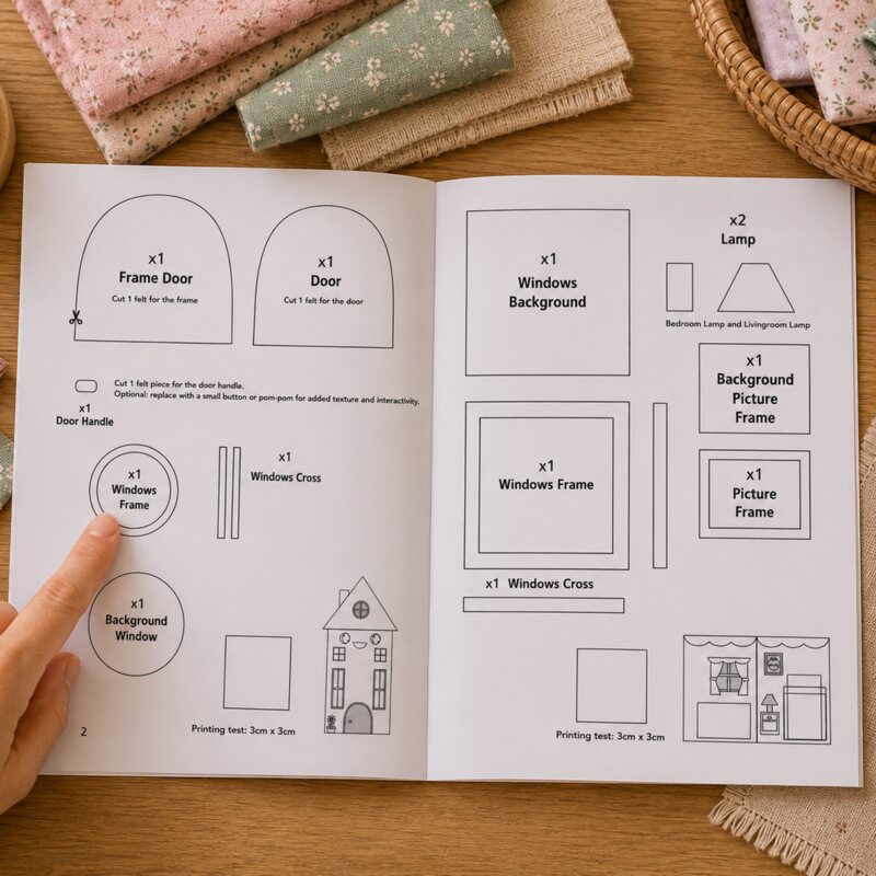 Clear printed sewing pattern with labeled pieces