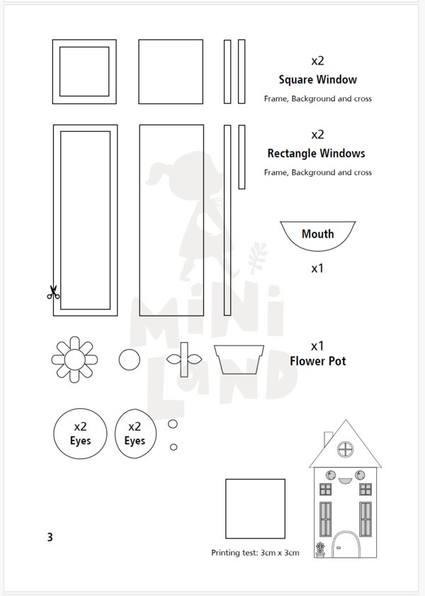 Pattern sheet with all pieces labeled and sized